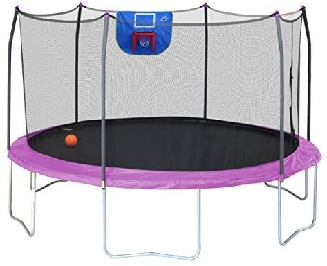 Skywalker Trampolines 15-Feet Jump N' Dunk Trampoline with Safety Enclosure and Basketball Hoop