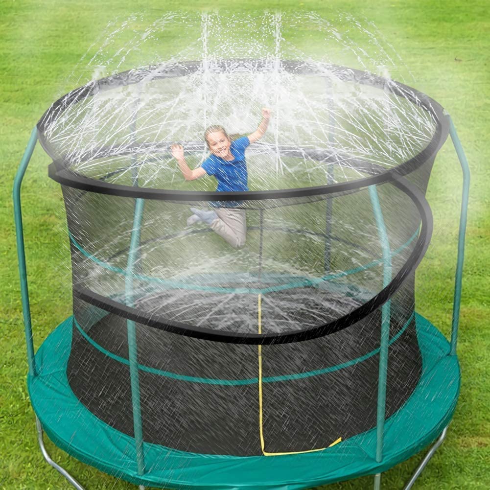 ARTBECK 39ft Black Trampoline Sprinkler, Outdoor Trampoline Water Play Sprinklers for Kids